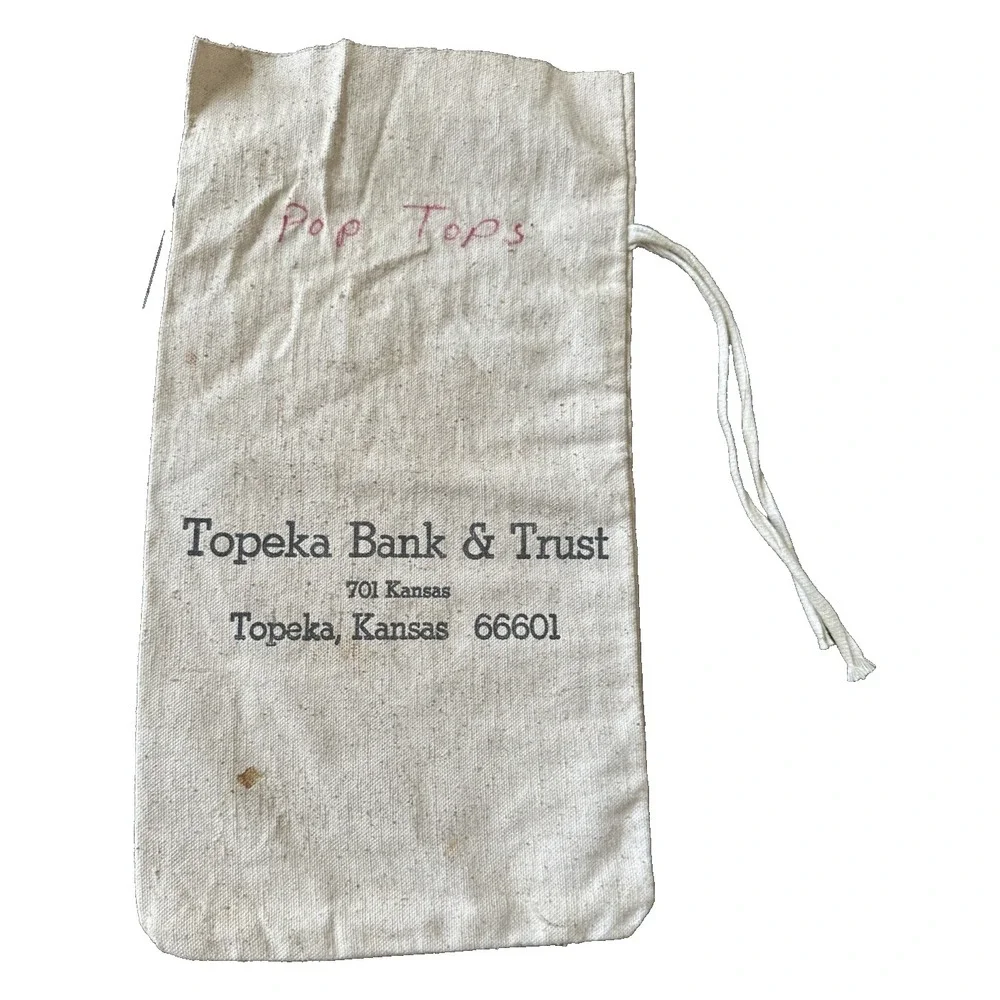 Vintage Bank Bag Topeka Bank & Trust Topeka, Kansas Canvas Money Sack